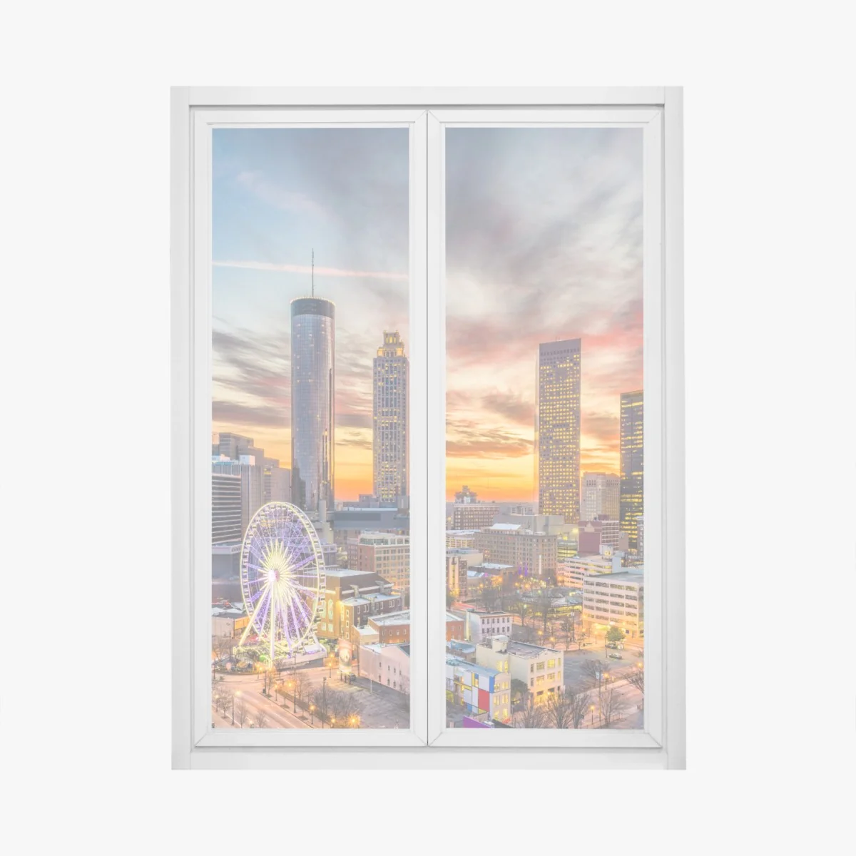 Fensteraufkleber Atlanta skyline bei sonnenuntergang – Wallnifity® Fensteraufkleber Atlanta skyline bei sonnenuntergang – Wallnifity®