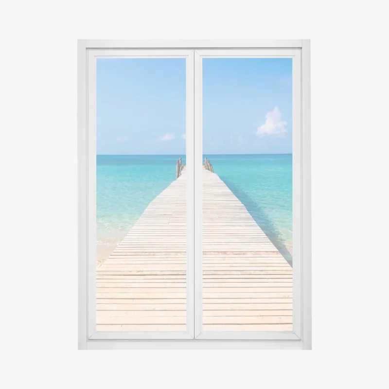 Fensteraufkleber nebliger immergrüner wald – Wallnifity®