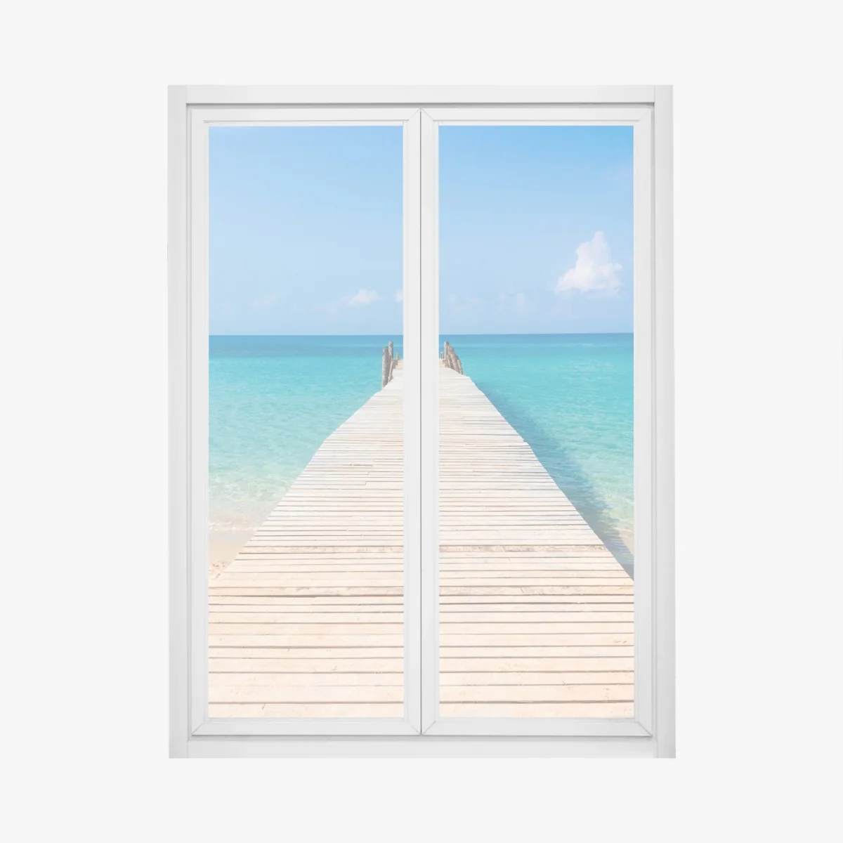 Fensteraufkleber hölzerner steg zum türkisfarbenen meer – Wallnifity® Fensteraufkleber hölzerner steg zum türkisfarbenen meer – Wallnifity®