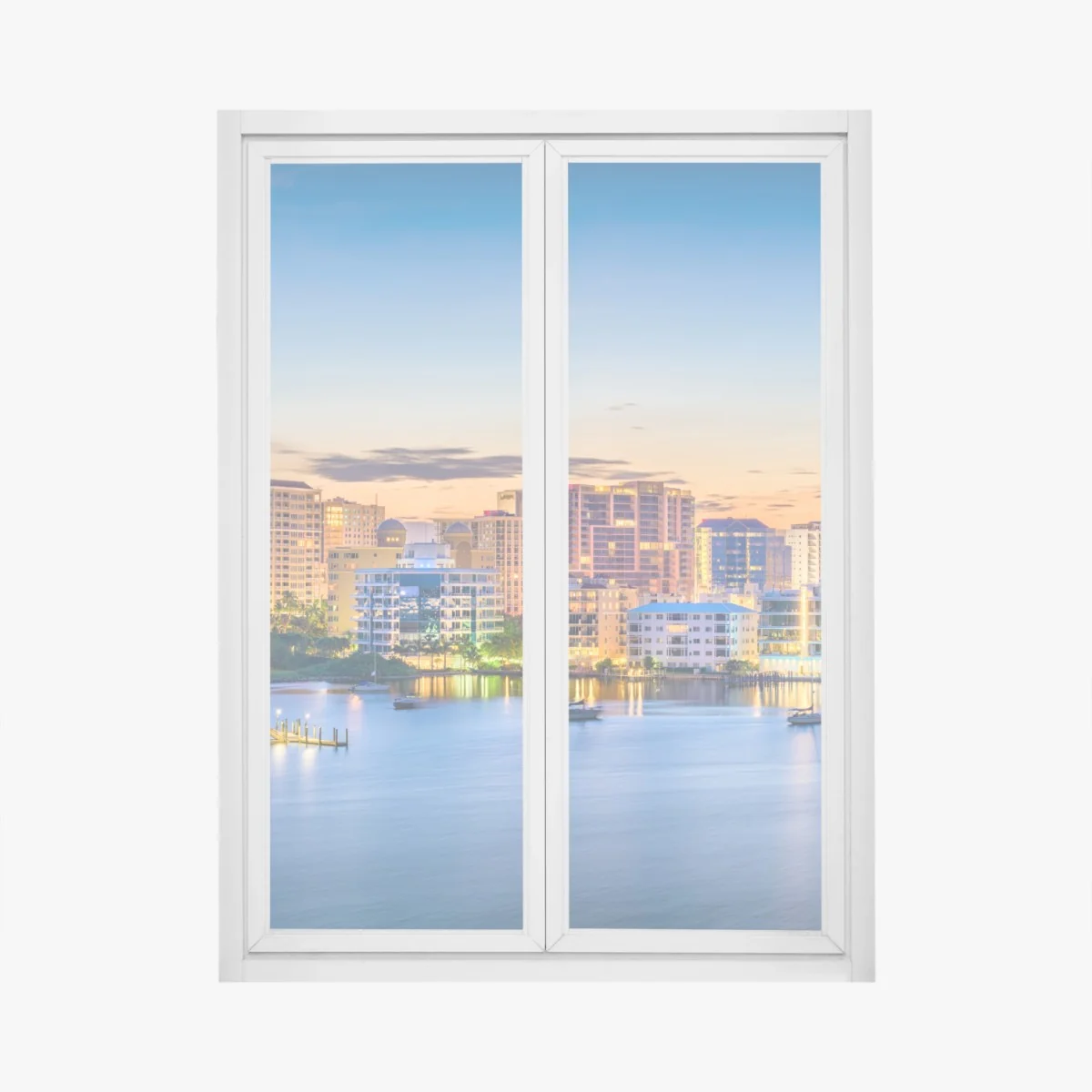 Fensteraufkleber Sarasota bei dämmerung über der bucht – Wallnifity® Fensteraufkleber Sarasota bei dämmerung über der bucht – Wallnifity®