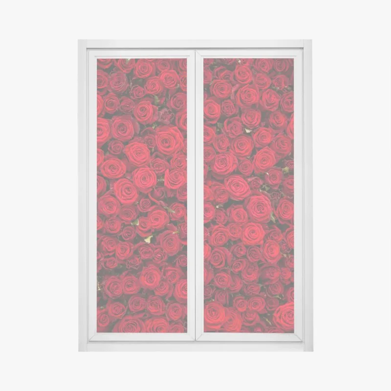 Fensteraufkleber endlose wand aus roten rosen