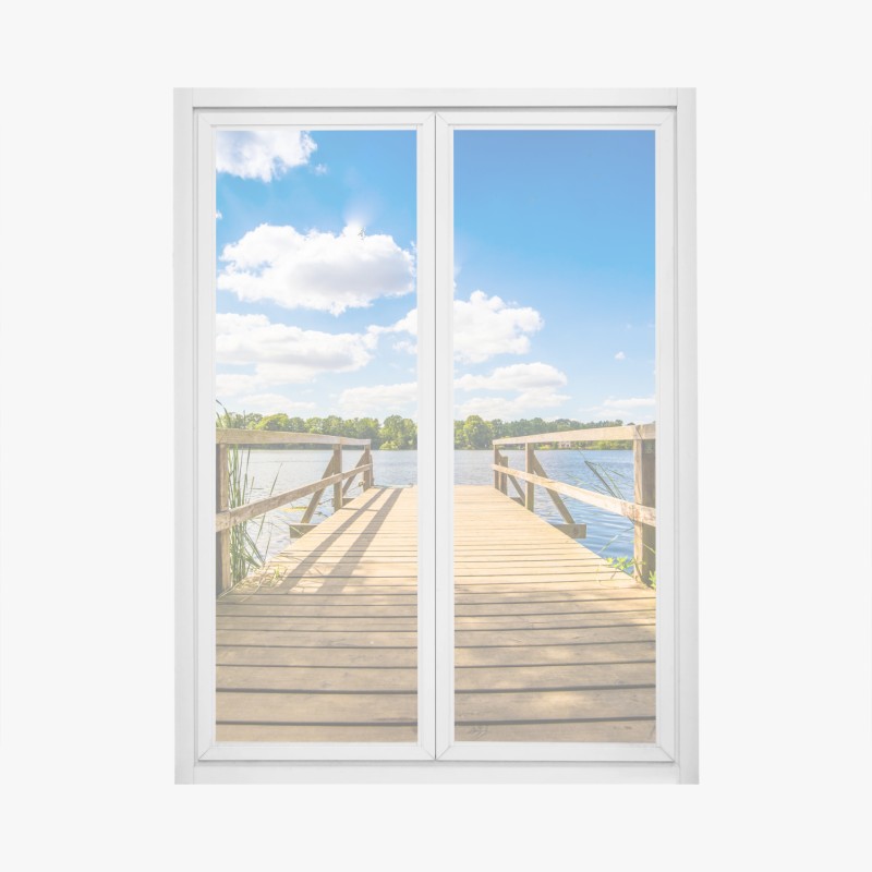 Fensteraufkleber sonniger steg am see