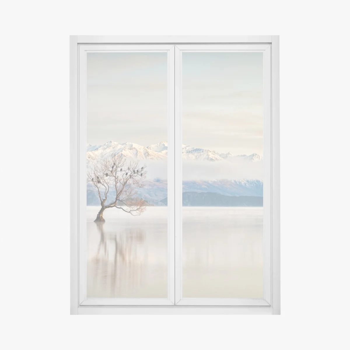 Fensteraufkleber einsamer baum am see Wanaka – Wallnifity®