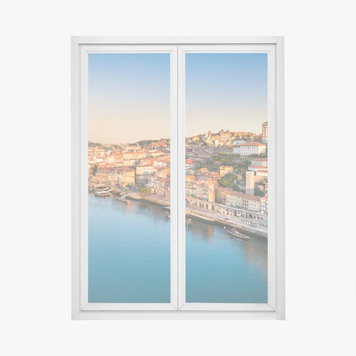 Fensteraufkleber sonnige Porto ufer-skyline im goldenen licht – Wallnifity®