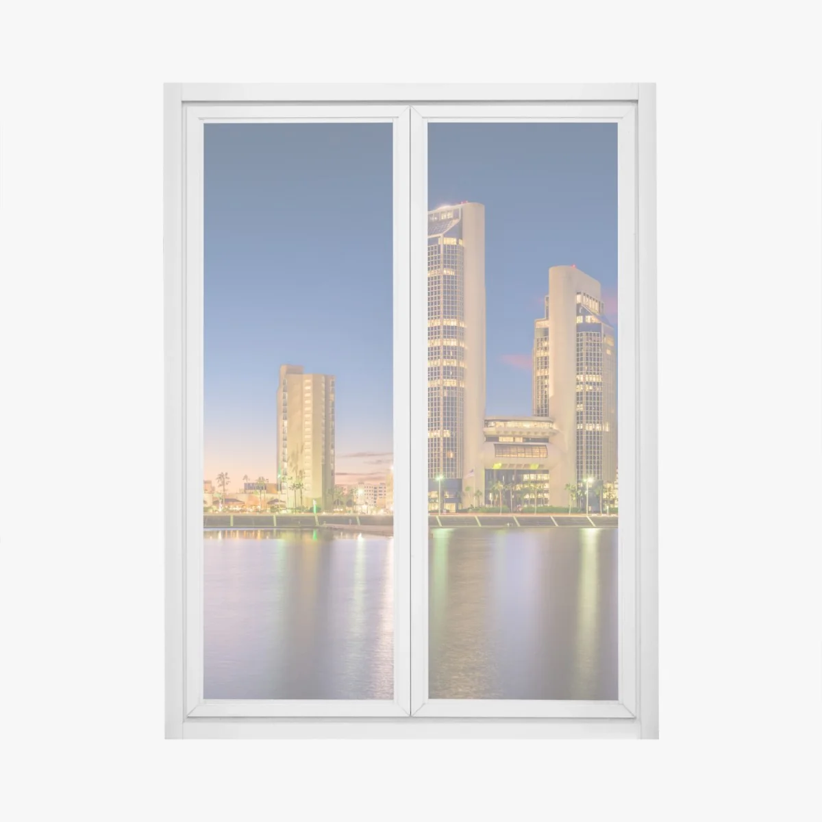 Fensteraufkleber Corpus Christi skyline bei dämmerung – Wallnifity® Fensteraufkleber Corpus Christi skyline bei dämmerung – Wallnifity®