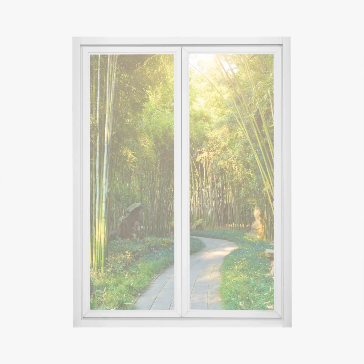 Fensteraufkleber ruhiger bambuswald mit pfad – Wallnifity®