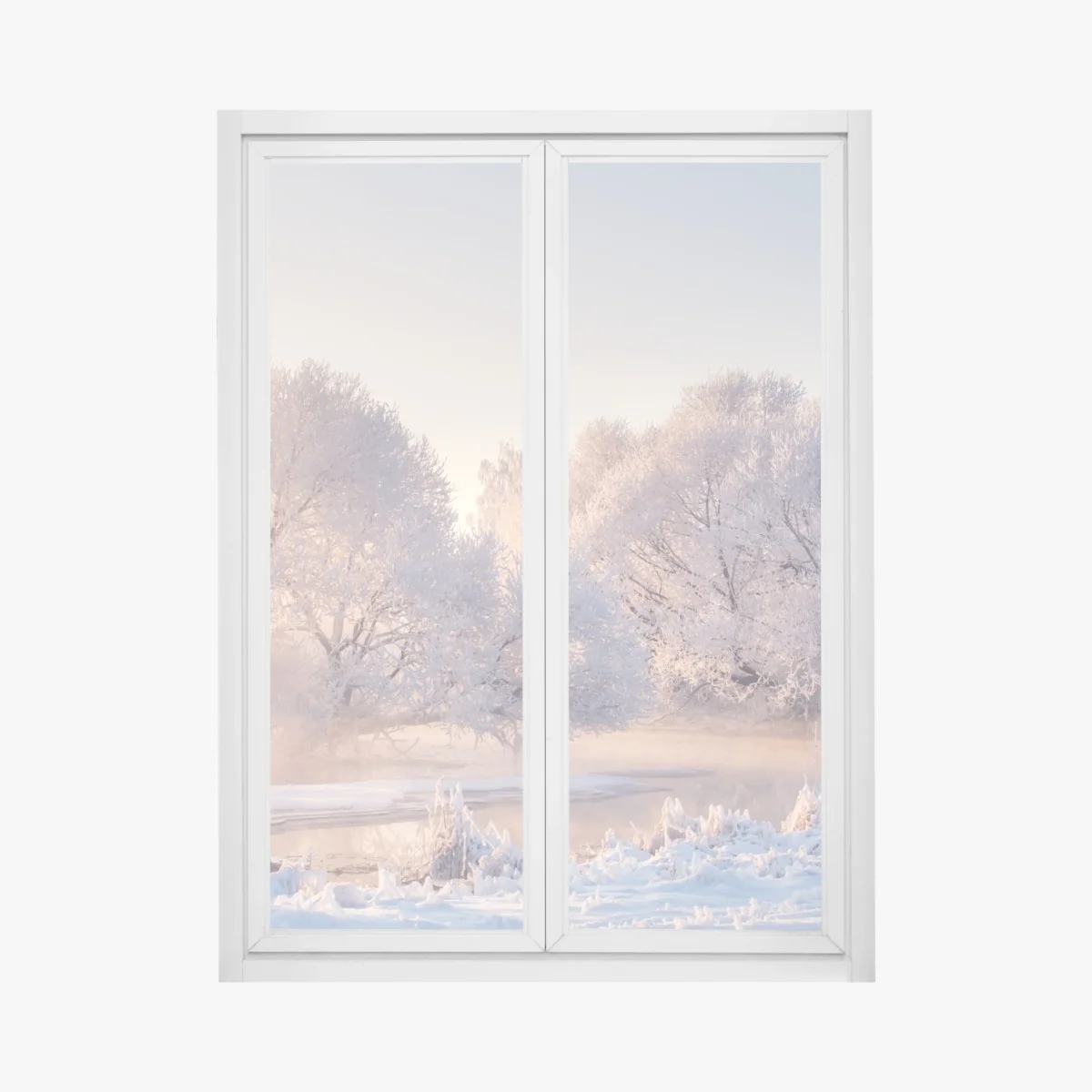 Fensteraufkleber raureifbedeckte bäume bei sonnenaufgang – Wallnifity®