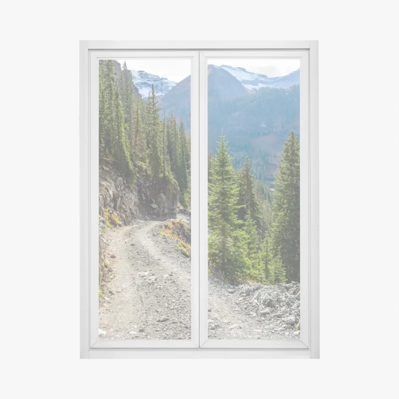 Fensteraufkleber bergpfad durch alpinen wald