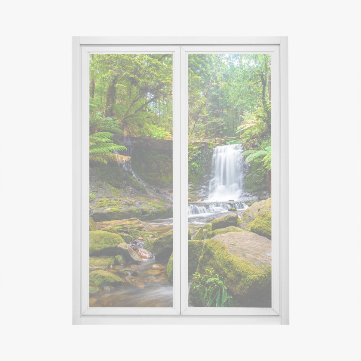 Fensteraufkleber üppiger waldwasserfall – Wallnifity®