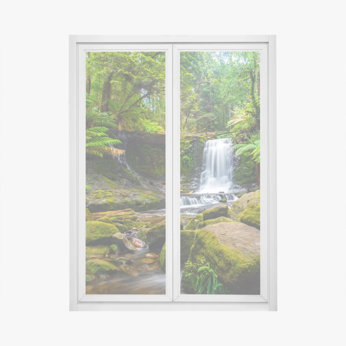 Fensteraufkleber üppiger waldwasserfall – Wallnifity® Fensteraufkleber üppiger waldwasserfall – Wallnifity®