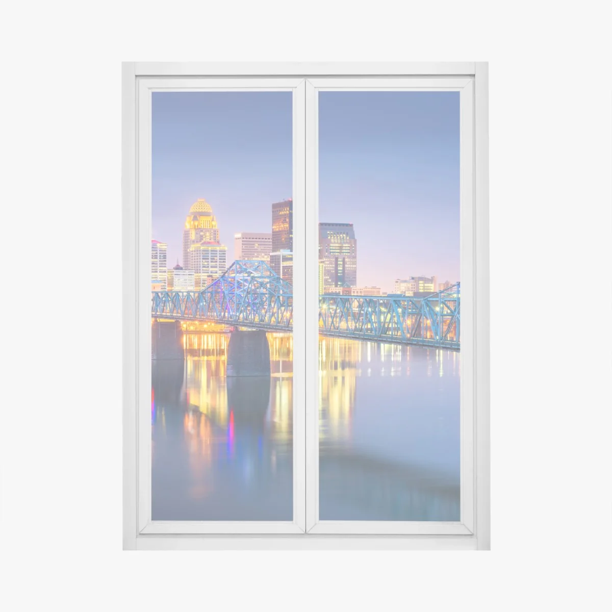 Fensteraufkleber Louisville skyline bei dämmerung – Wallnifity® Fensteraufkleber Louisville skyline bei dämmerung – Wallnifity®