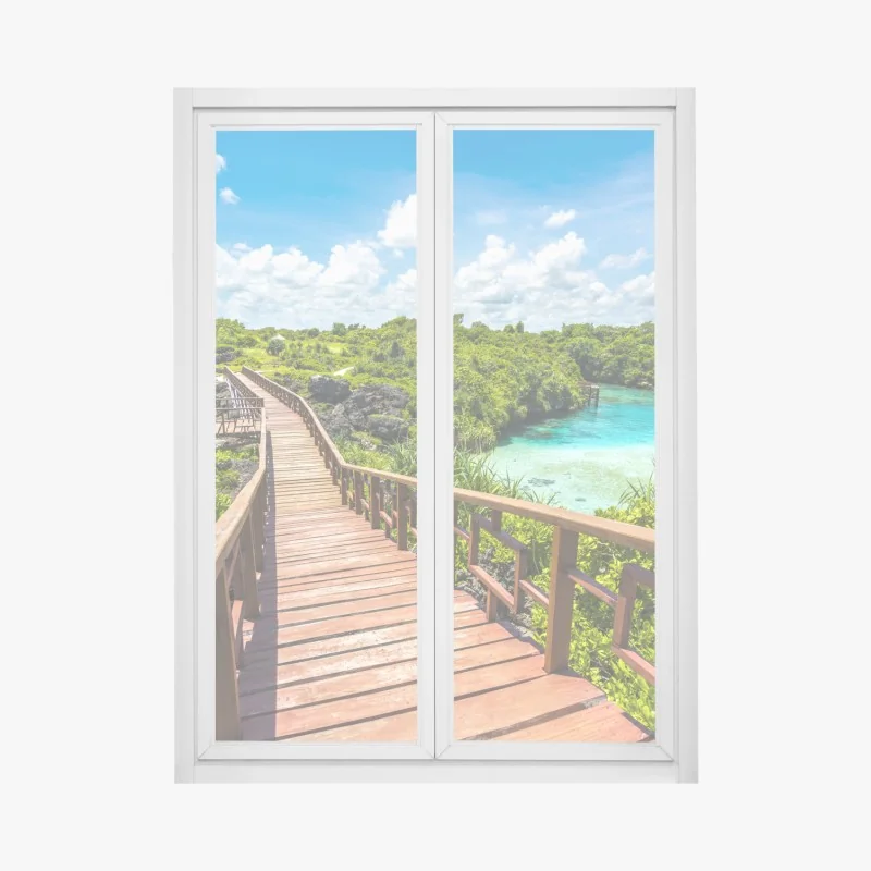 Fensteraufkleber pastell tropisches botanisches muster mit kranichen – Wallnifity®