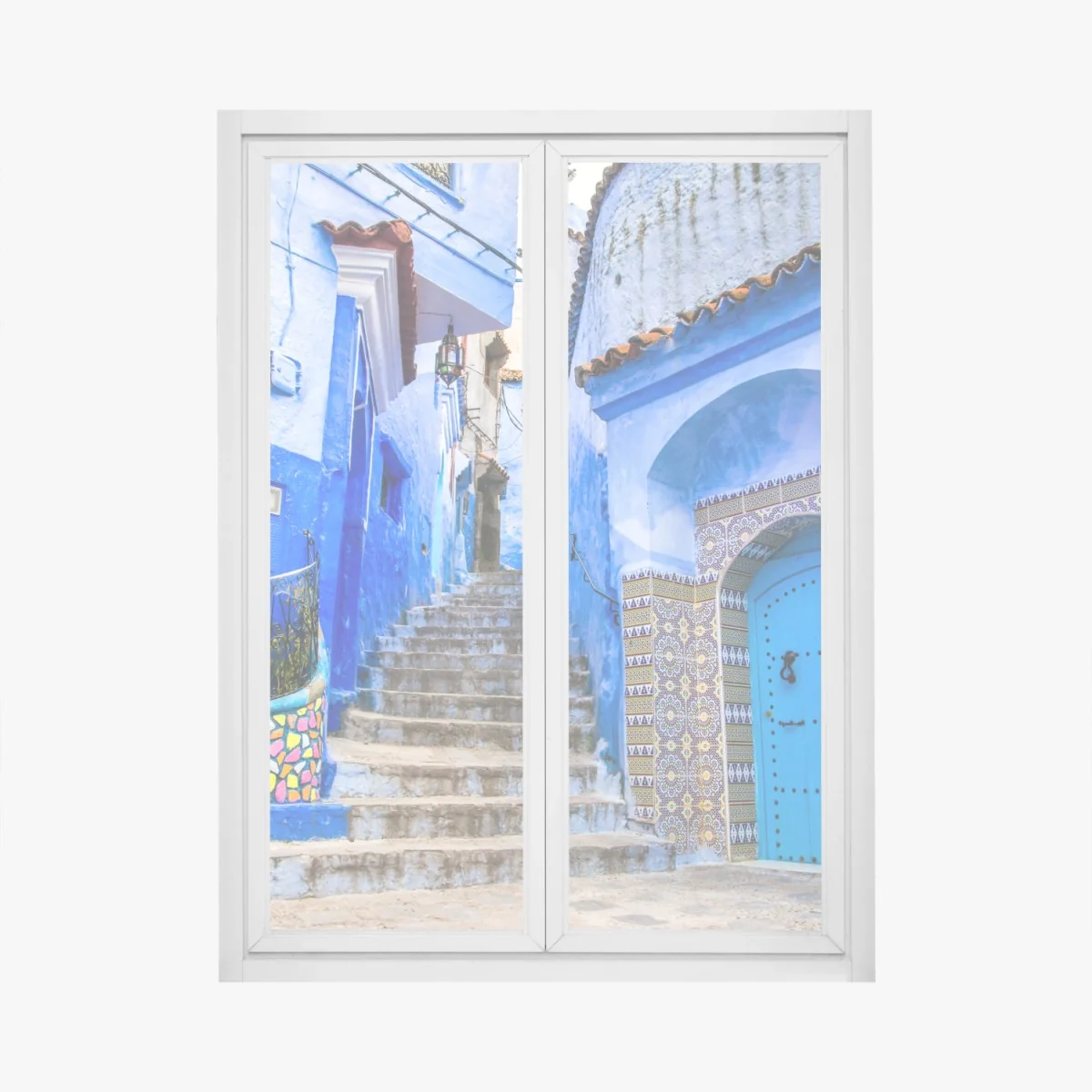 Fensteraufkleber blaue gasse in Chefchaouen, Marokko – Wallnifity® Fensteraufkleber blaue gasse in Chefchaouen, Marokko – Wallnifity®