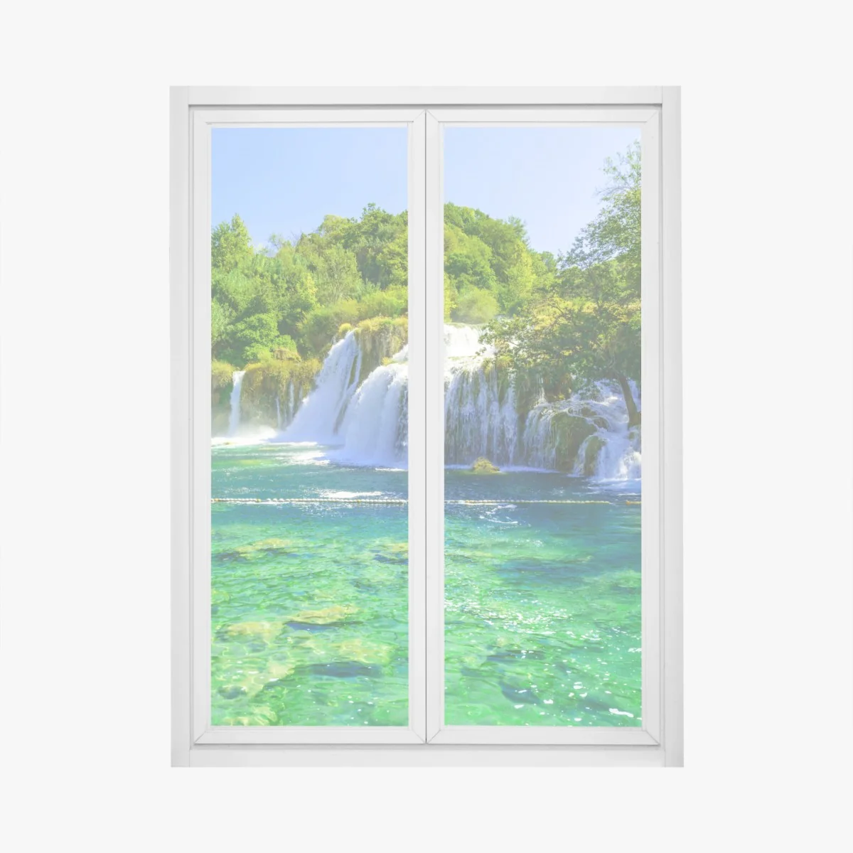 Fensteraufkleber smaragdgrüner wasserfall – Wallnifity® Fensteraufkleber smaragdgrüner wasserfall – Wallnifity®