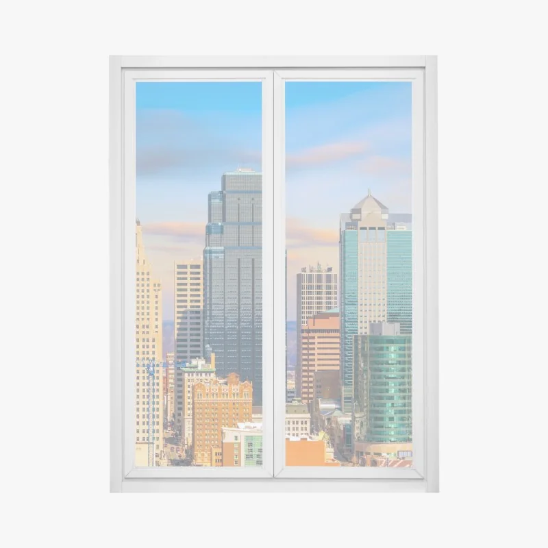 Fensteraufkleber Kansas City skyline bei sonnenuntergang