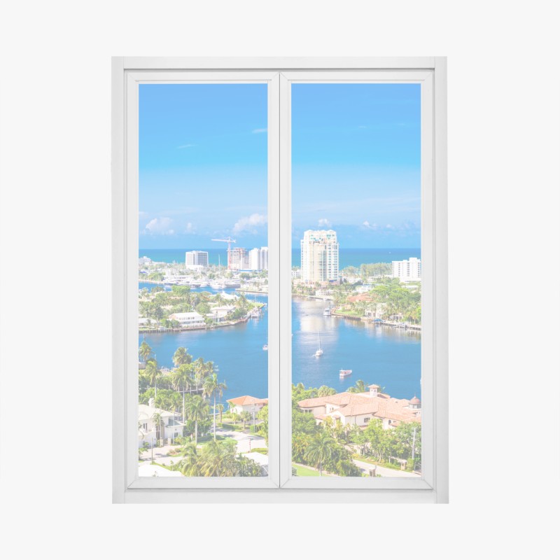 Fensteraufkleber symmetrische hängebrücke in schwarzweiß – Wallnifity®