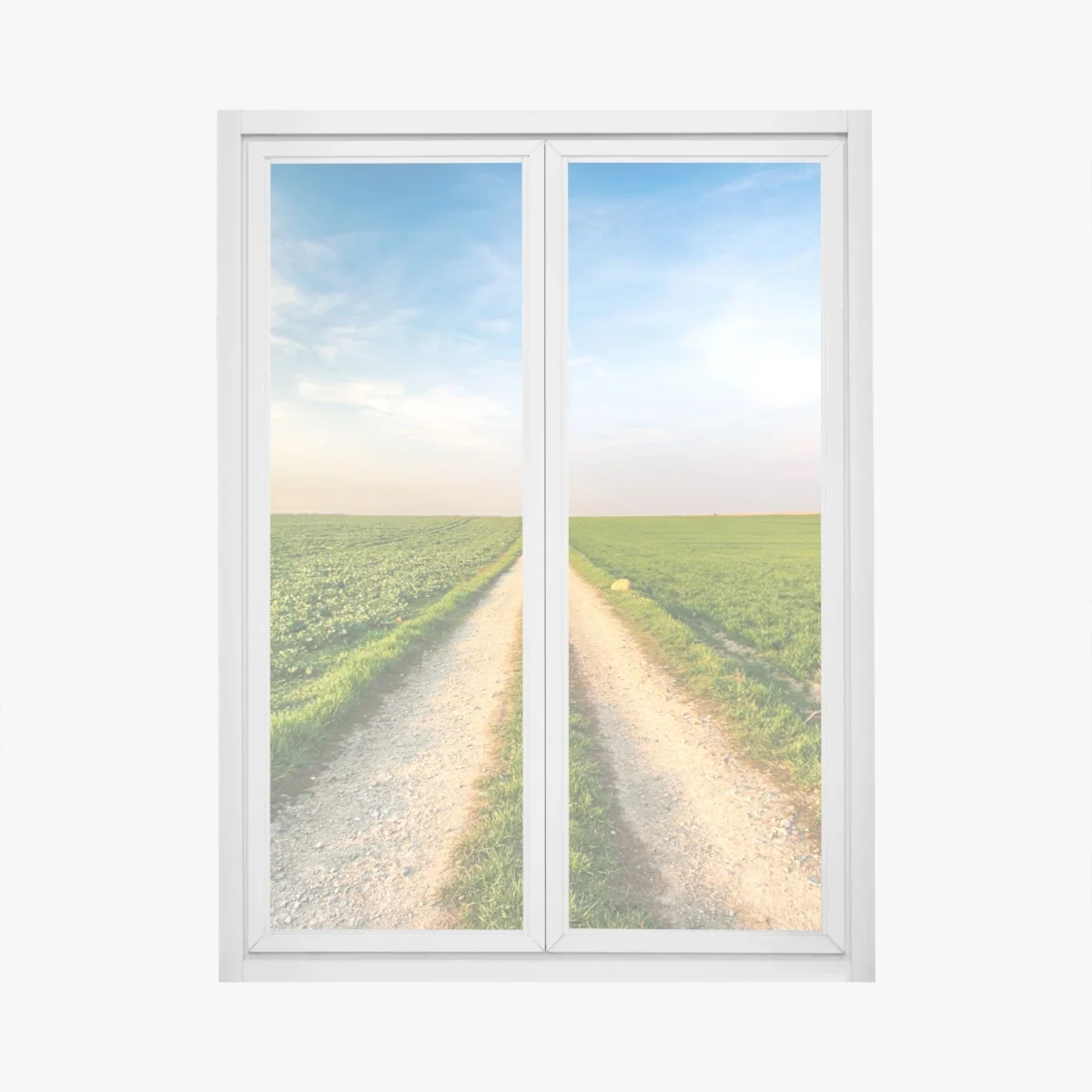 Fensteraufkleber feldweg durch grüne felder – Wallnifity® Fensteraufkleber feldweg durch grüne felder – Wallnifity®