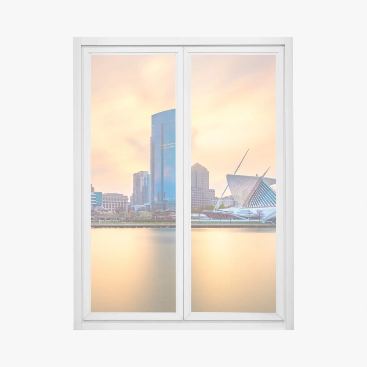 Fensteraufkleber Milwaukee skyline bei dämmerung – Wallnifity® Fensteraufkleber Milwaukee skyline bei dämmerung – Wallnifity®