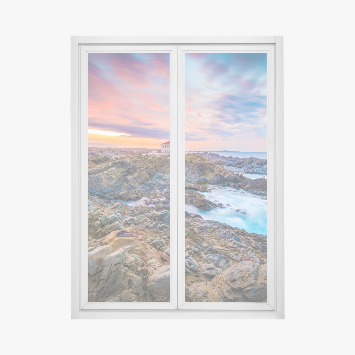Fensteraufkleber sonnenuntergang bei leuchtturm Favaritx, Menorca – Wallnifity® Fensteraufkleber sonnenuntergang bei leuchtturm Favaritx, Menorca – Wallnifity®