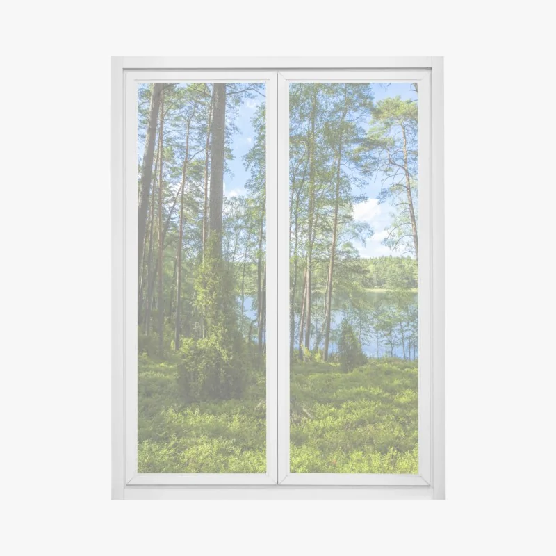 Fensteraufkleber nebeliger fichtenwald in den Karpaten bei sonnenaufgang – Wallnifity®