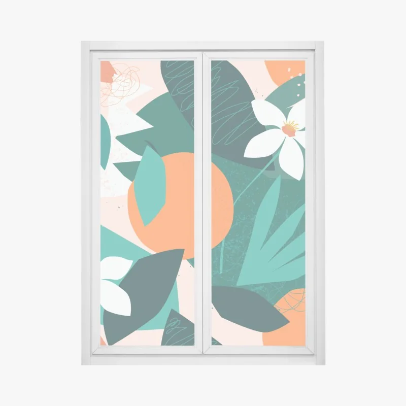 Fensteraufkleber monstera-blattmuster mit goldakzenten – Wallnifity®