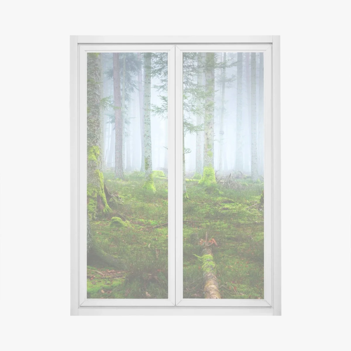 Fensteraufkleber nebliger kiefernwald aus dem Elsass – Wallnifity® Fensteraufkleber nebliger kiefernwald aus dem Elsass – Wallnifity®