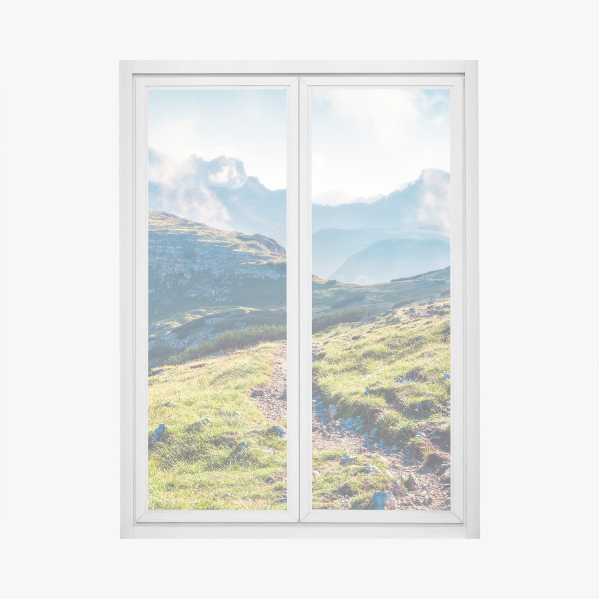 Fensteraufkleber nebliger morgen auf Monte Piana, Dolomiten – Wallnifity® Fensteraufkleber nebliger morgen auf Monte Piana, Dolomiten – Wallnifity®