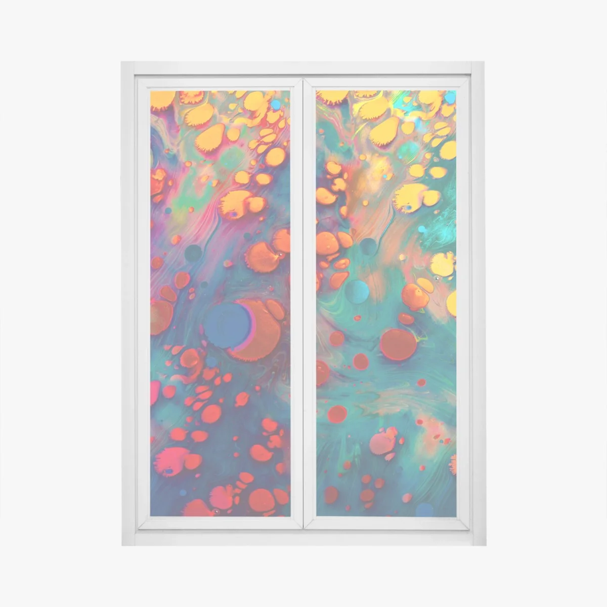 Fensteraufkleber lebendige türkis-orange marmorierte kunst – Wallnifity® Fensteraufkleber lebendige türkis-orange marmorierte kunst – Wallnifity®