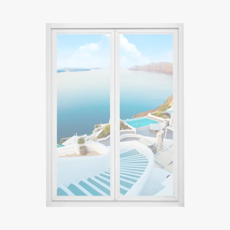 Fensteraufkleber Santorini meerblick terrasse