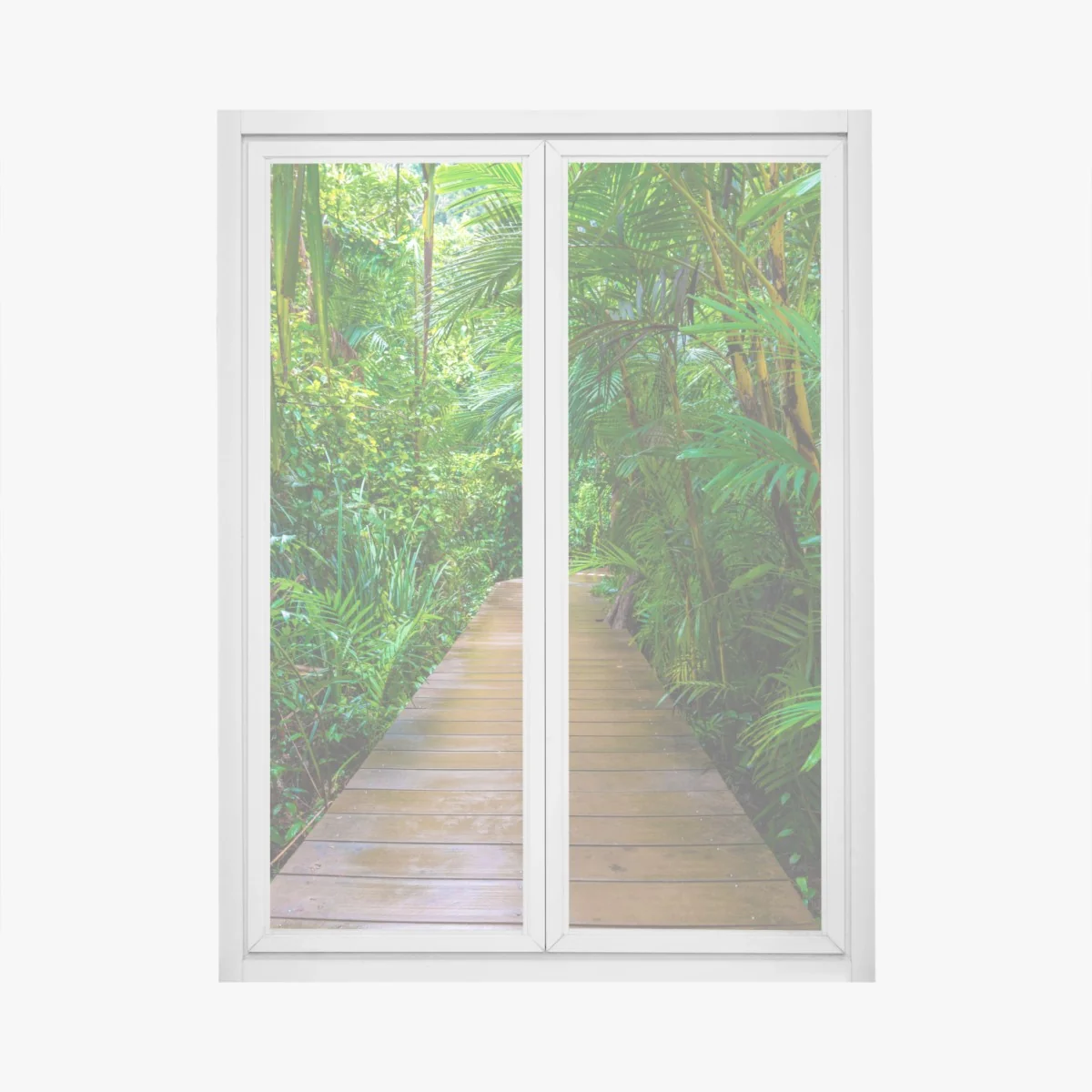 Fensteraufkleber mangrovensteg durch üppigen grünen dschungel – Wallnifity® Fensteraufkleber mangrovensteg durch üppigen grünen dschungel – Wallnifity®