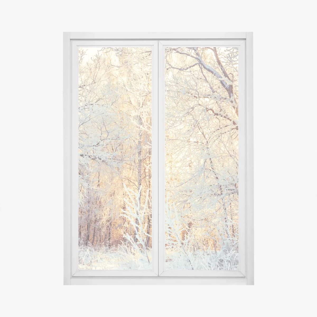 Fensteraufkleber wintersonne im verschneiten wald – Wallnifity® Fensteraufkleber wintersonne im verschneiten wald – Wallnifity®