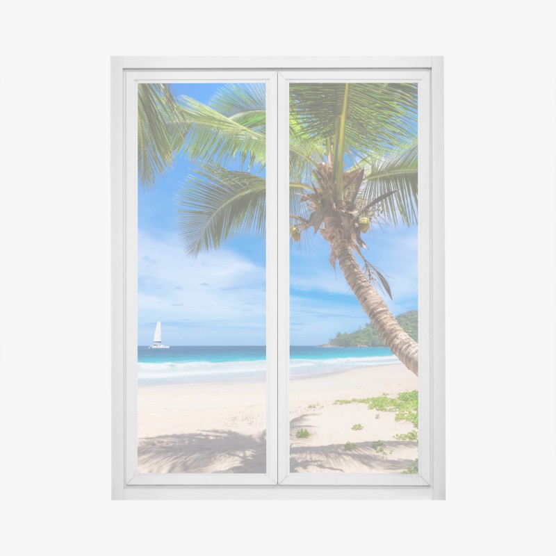 Fensteraufkleber tropischer strand mit palme