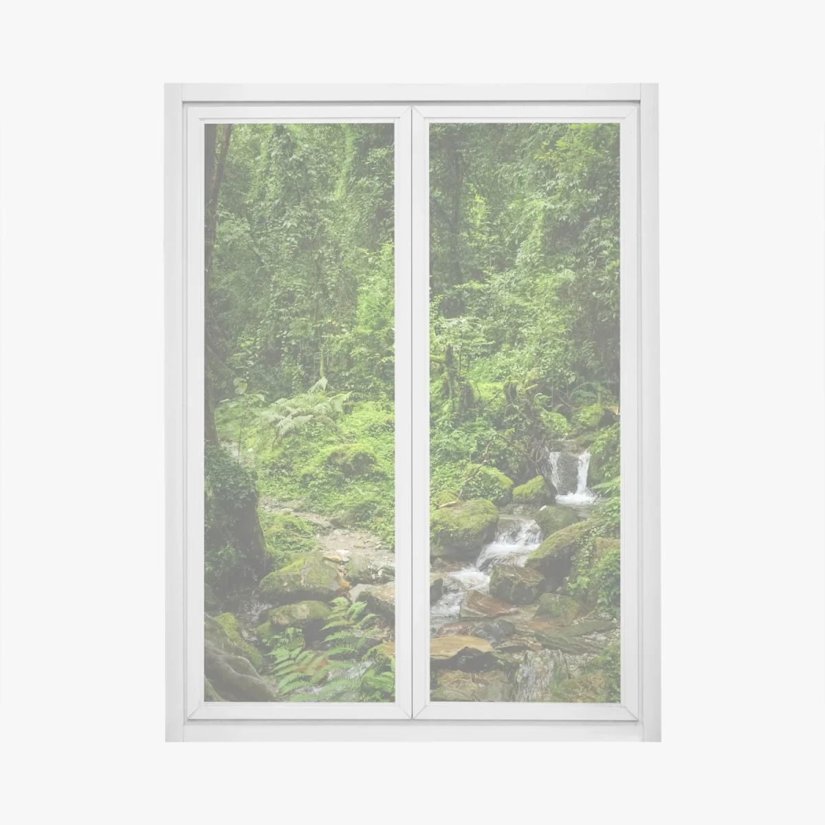 Fensteraufkleber üppiger grüner waldwasserfall – Wallnifity® Fensteraufkleber üppiger grüner waldwasserfall – Wallnifity®