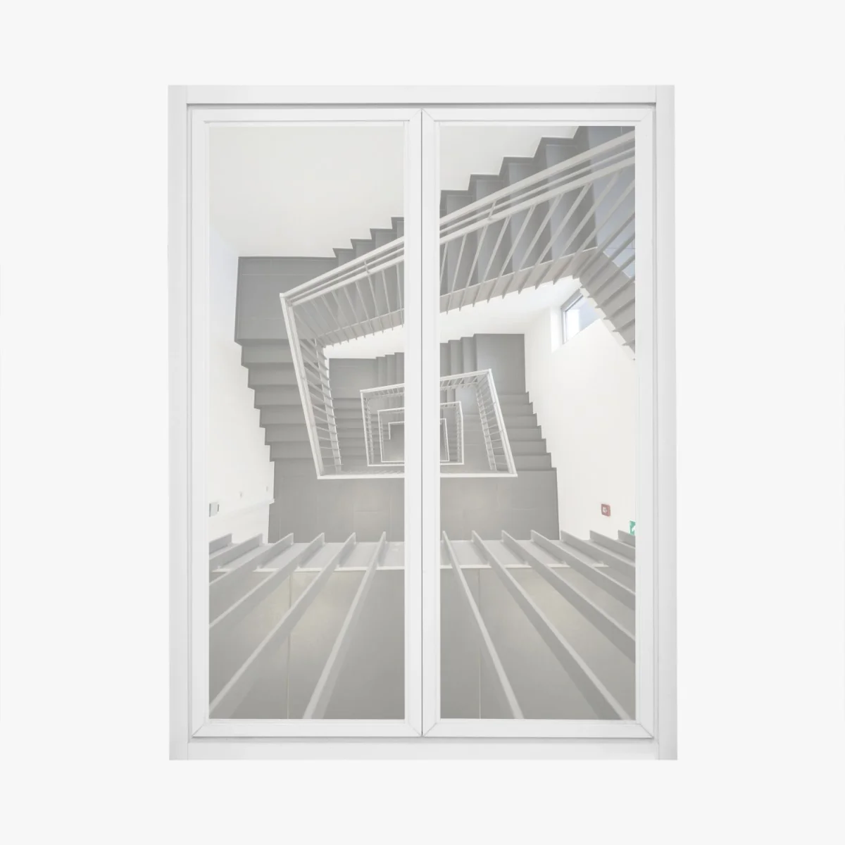 Fensteraufkleber geometrisches treppenhaus in perspektive – Wallnifity®