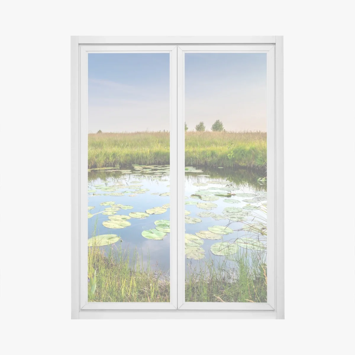 Fensteraufkleber ruhiger seerosen-teich in der wiese – Wallnifity® Fensteraufkleber ruhiger seerosen-teich in der wiese – Wallnifity®