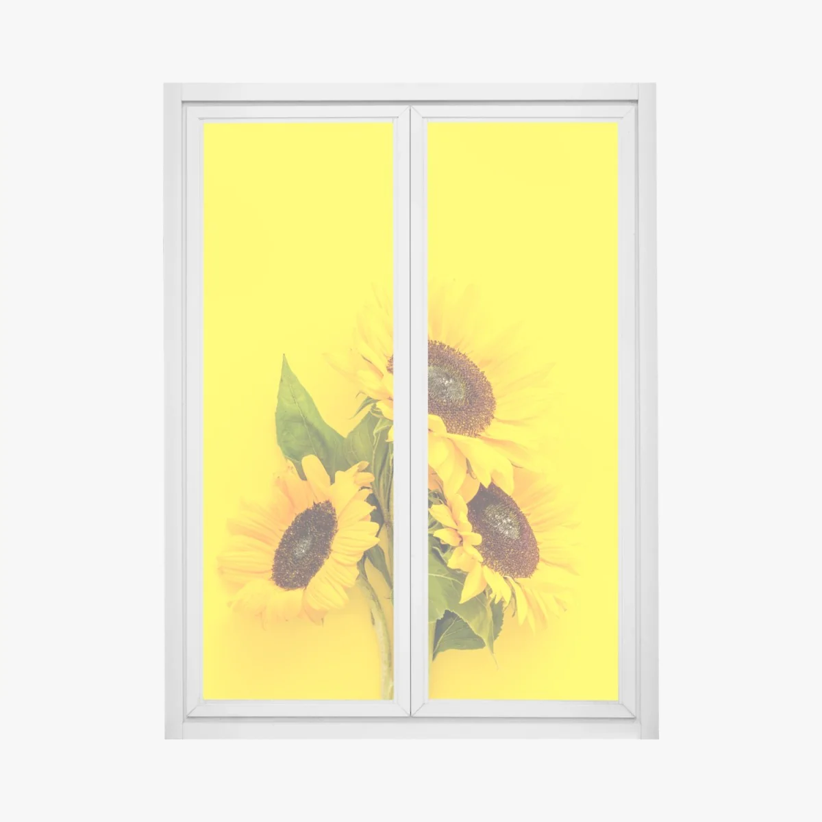 Fensteraufkleber leuchtender sonnenblumenstrauß auf gelbem hintergrund – Wallnifity®