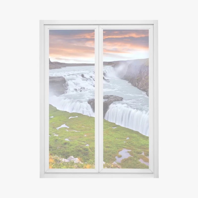 Fensteraufkleber majestätischer schneebedeckter berggipfel – Wallnifity®