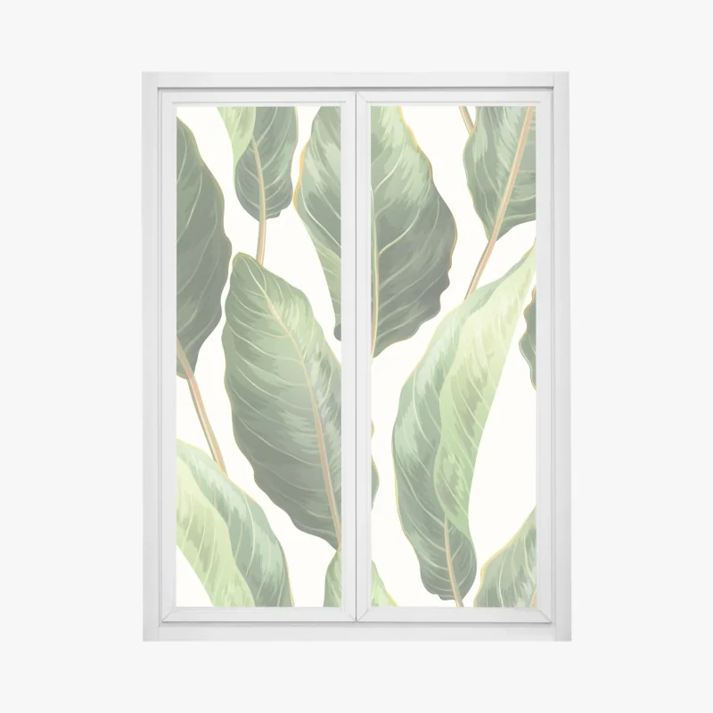 Fensteraufkleber karibischer sonnenuntergang am strand mit palmen – Wallnifity®