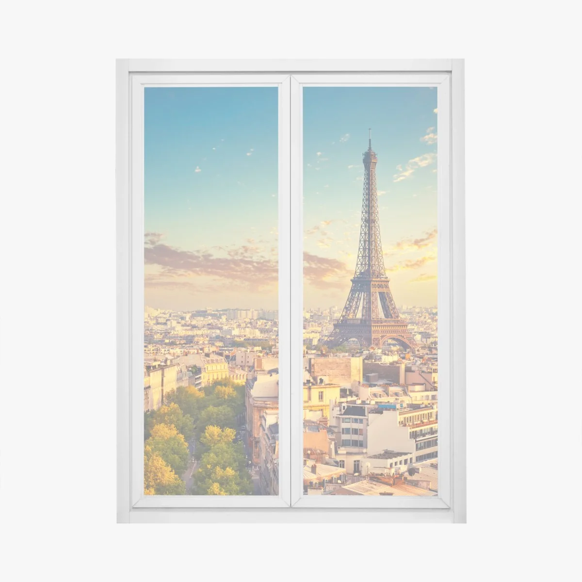 Fensteraufkleber sonnenuntergang über Paris skyline mit eiffelturm – Wallnifity® Fensteraufkleber sonnenuntergang über Paris skyline mit eiffelturm – Wallnifity®