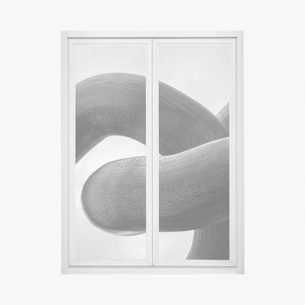 Fensteraufkleber gekrümmte formen abstrakte skulptur in grau – Wallnifity® Fensteraufkleber gekrümmte formen abstrakte skulptur in grau – Wallnifity®