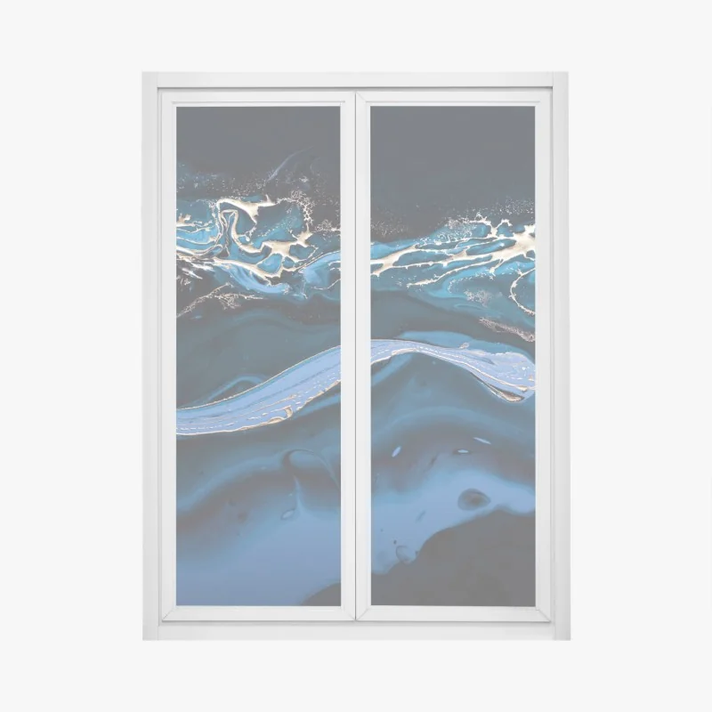 Fensteraufkleber marineblau-goldene marmorabstraktion – Wallnifity®