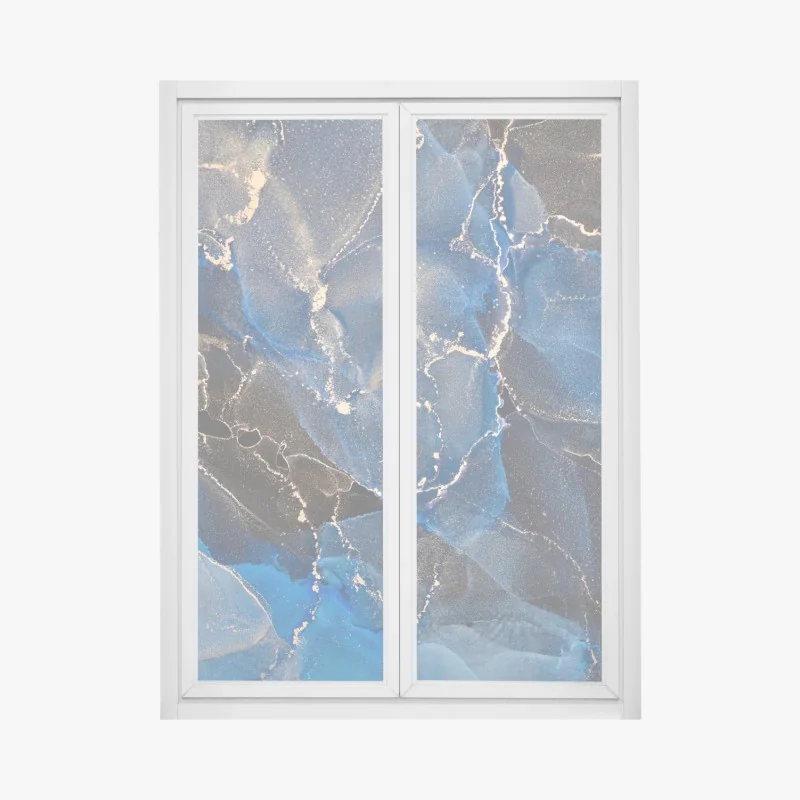 Fensteraufkleber luxuriöse blaue und goldene abstrakte wellen