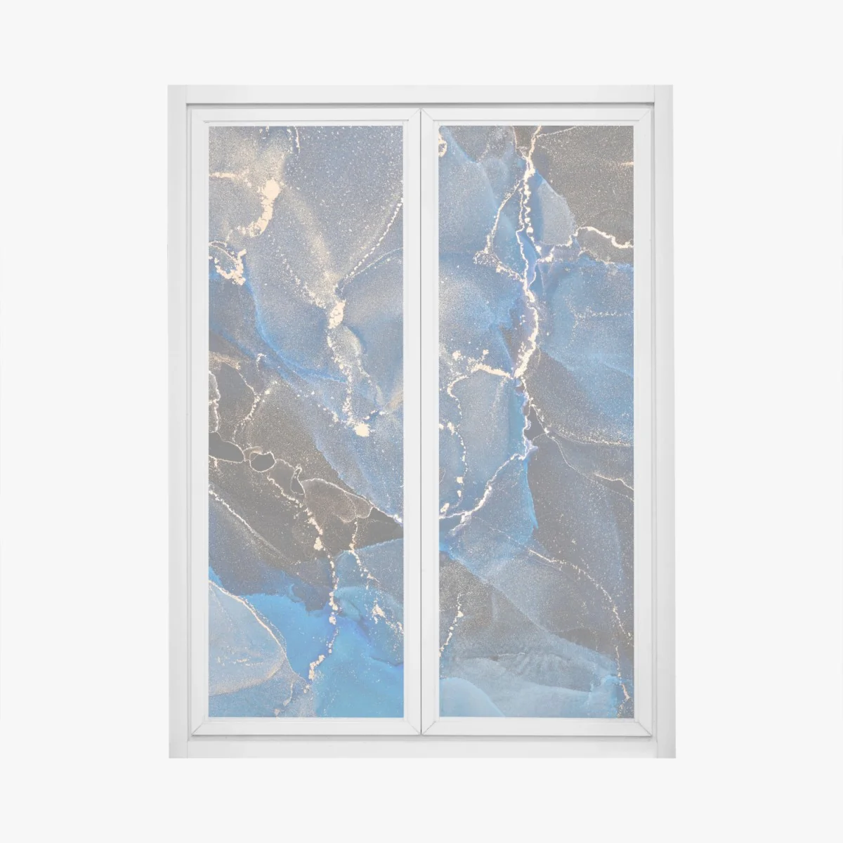 Fensteraufkleber luxuriöse blaue und goldene abstrakte wellen – Wallnifity® Fensteraufkleber luxuriöse blaue und goldene abstrakte wellen – Wallnifity®