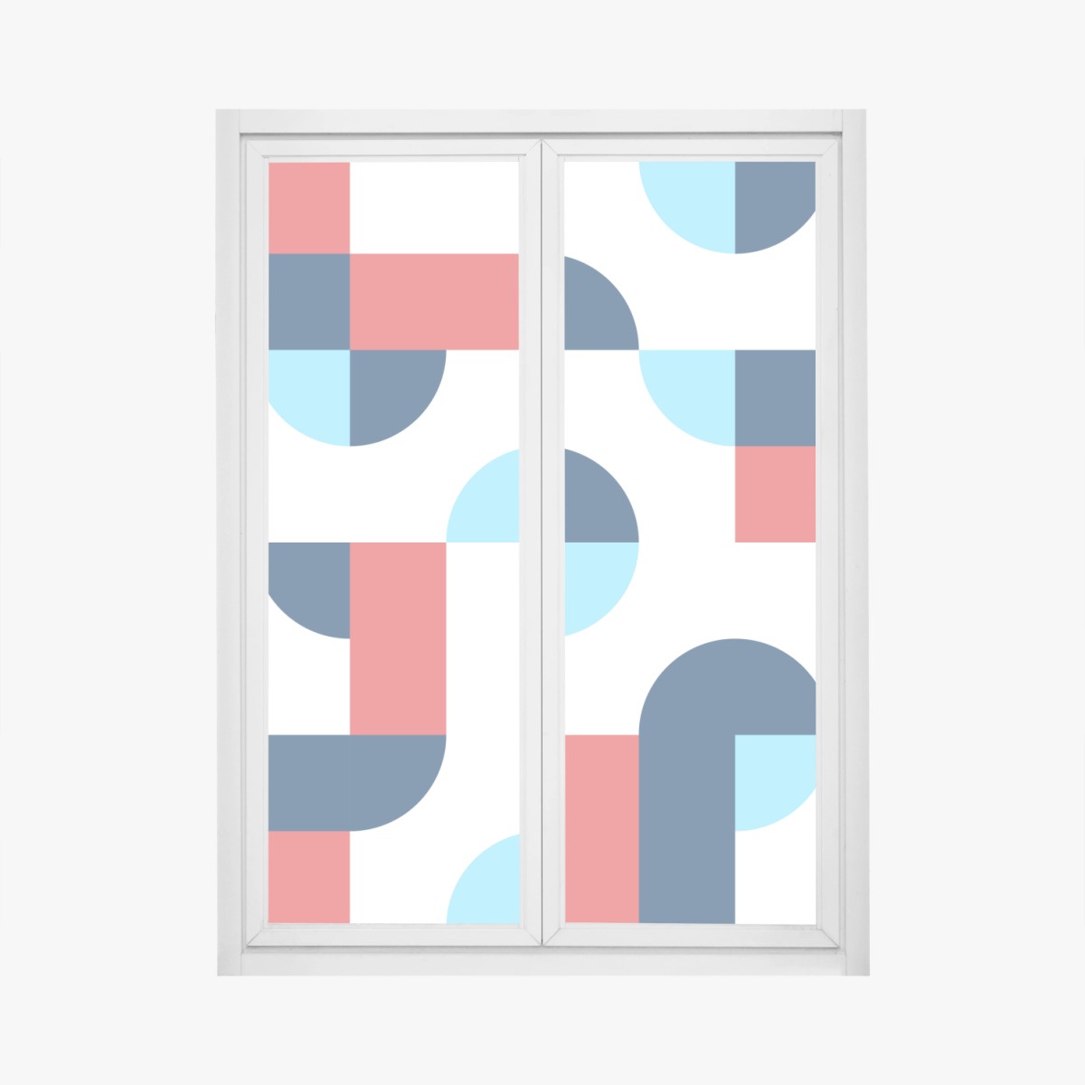 Fensteraufkleber mutiges geometrisches muster in dunkelblau und koralle – Wallnifity®