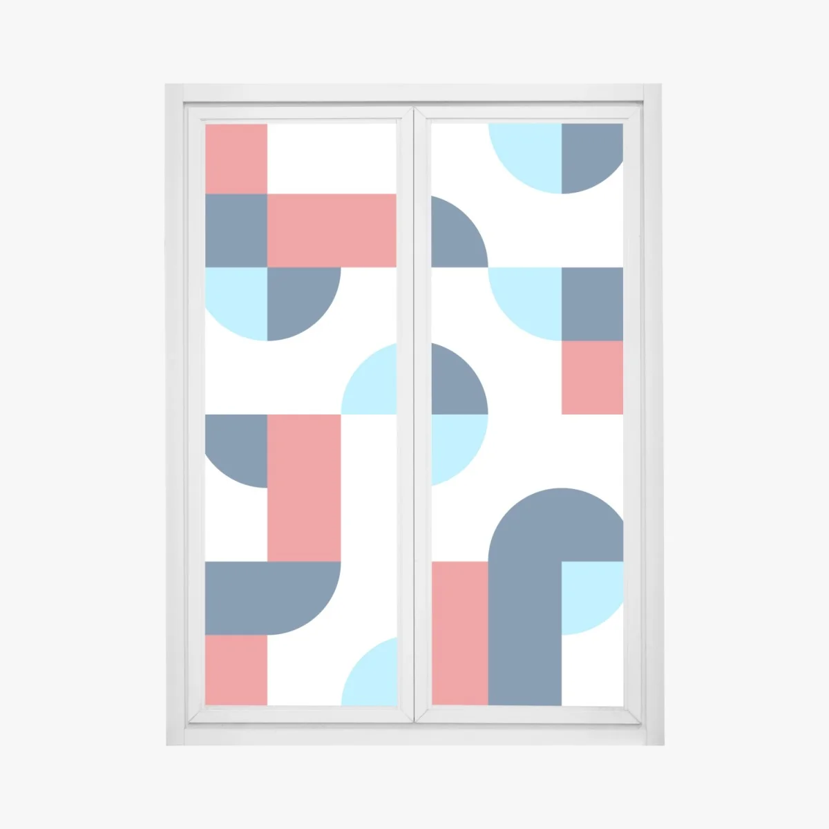 Fensteraufkleber mutiges geometrisches muster in dunkelblau und koralle – Wallnifity®