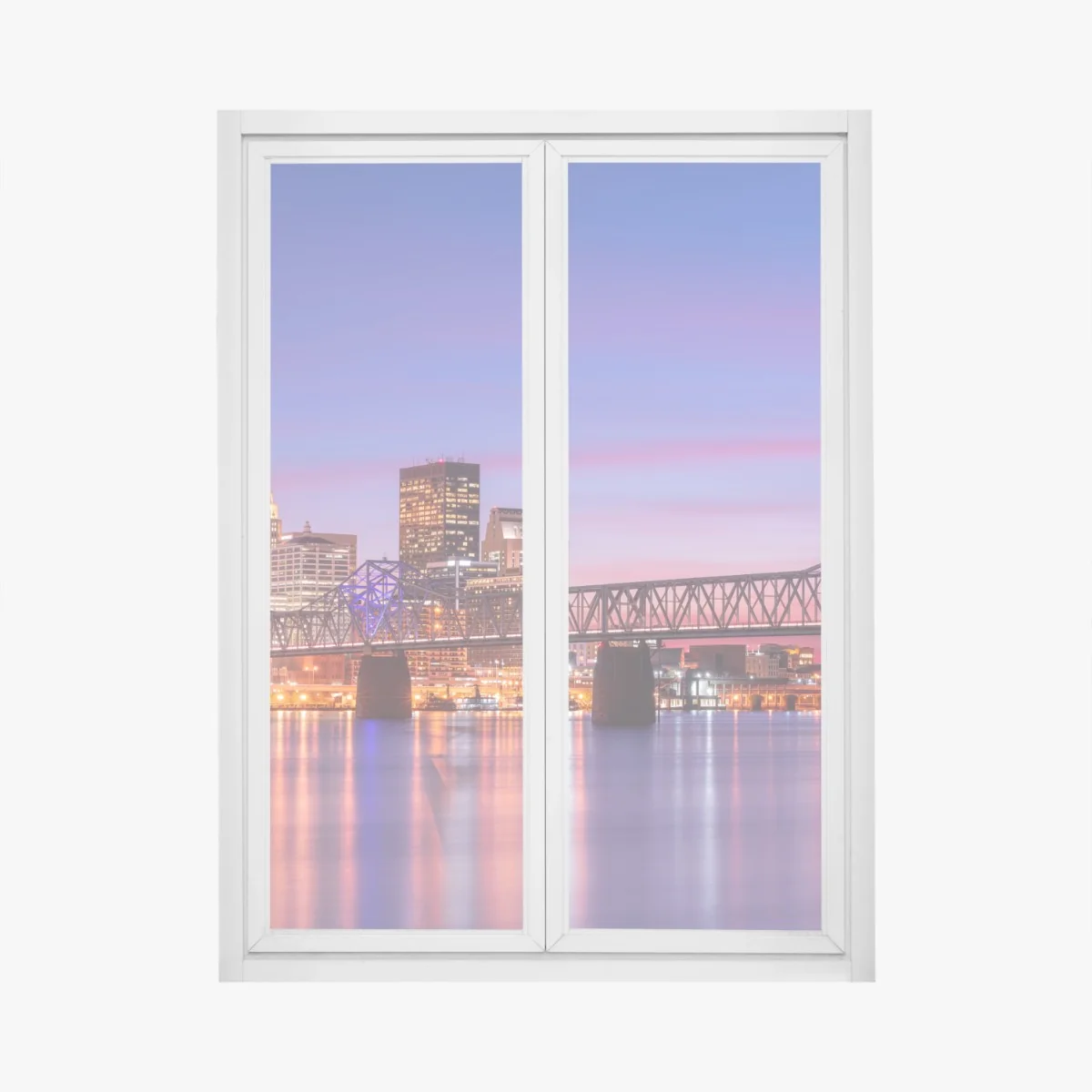 Fensteraufkleber Louisville skyline bei dämmerung – Wallnifity® Fensteraufkleber Louisville skyline bei dämmerung – Wallnifity®