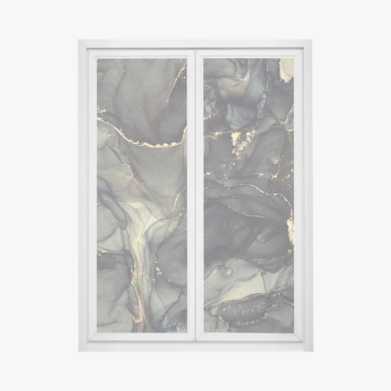 Fensteraufkleber luxuriöse abstrakte alkoholtinten-kunst mit goldenen adern