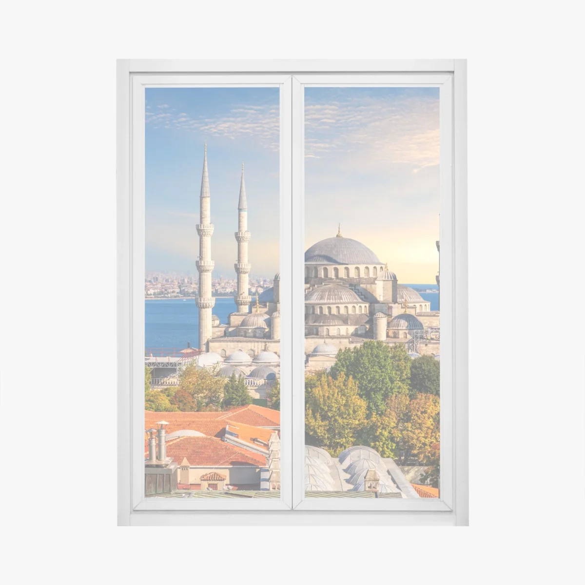 Fensteraufkleber Istanbul mit der Blauen Moschee bei Sonnenuntergang – Wallnifity® Fensteraufkleber Istanbul mit der Blauen Moschee bei Sonnenuntergang – Wallnifity®
