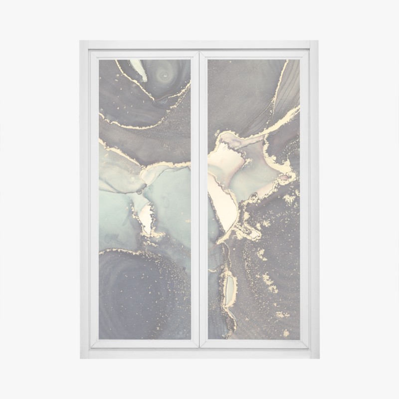 Fensteraufkleber alpine spiegelung: ruhige berglandschaft – Wallnifity®