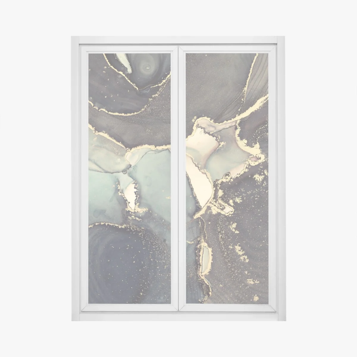 Fensteraufkleber türkis und gold abstrakte fließmalerei – Wallnifity® Fensteraufkleber türkis und gold abstrakte fließmalerei – Wallnifity®